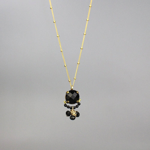 Onyx Cluster Clover Necklace