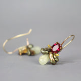 Gold Fuchsia Pink Bee Earrings - Dainty Gemstone Earrings