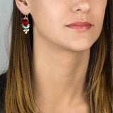 Oval Earrings, Fuchsia Earrings, Cluster Earring, Drop Earrings, Bohemian Earrings, Amazonite Earrings, Pearl Earrings, Bridesmaid Earrings