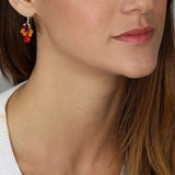 Orange Red Earrings, Fuchsia Earrings, Carnelian Earrings, Cluster Earrings, Boho Earrings, Colorful Earrings, Drop Earrings, Gift Ideas