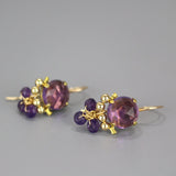 Amethyst Earrings, Amethyst Cluster Earrings, Purple Gemstone Earrings, Amethyst Clover Earrings, February Birthstone Earrings, Gift for Mom