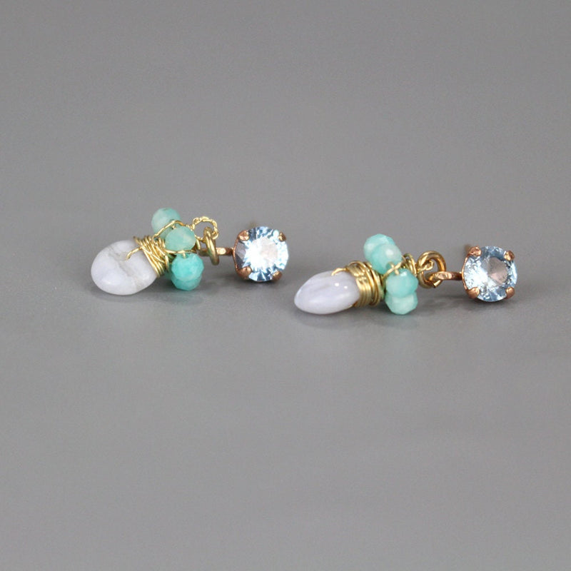 Small Light Blue Stud Earrings, Amazonite Earrings, Gemstone Stud Earrings, Dangle Post Earrings, Pastel Earrings, Drop Earrings