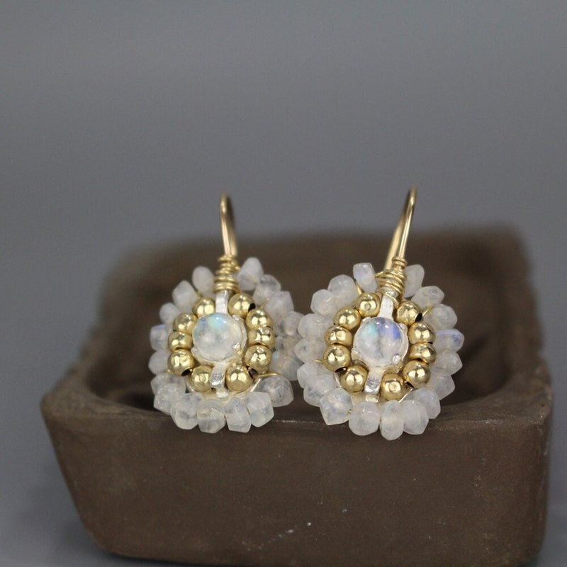 Moonstone Mandala Earrings, Small Mandala Earrings, Moonstone Jewelry, Unique Earrings, Mothers Day Gift, Moonstone Bridal Earrings