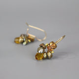 Dainty Champagne Cubic Zirconia Earrings, Rustic Wedding Earrings, Bridesmaid Earrings, Cluster Earrings, Petite Gemstone Earrings