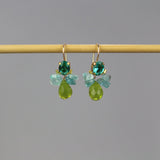 Blue and Green Earrings, Apatite Cluster Earrings, Small Bee Earrings, Green Drop Earrings, Summer Jewelry, Bohemian Colorful Earrings