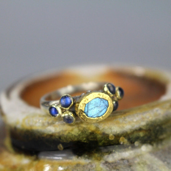 Labradorite gold ring on sale