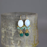 Multi-Color Gemstone Dangle Earrings in Gold Filled, Opalite Earrings, Clover Earrings, Amazonite Earrings Gift for Her, Gift for Mom