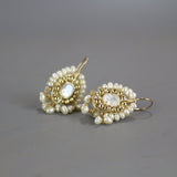 Moonstone Bridal Earrings, Moonstone Pearl Earrings, Bohemian Wedding Earrings, Pearl Cluster Earrings, Statement Earrings, Bridal Jewelry