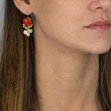 Unique Gemstone Earrings, Amazonite Clover Earrings, Bohemian Earrings, Amazonite Bronze Pearls, Statement Earrings