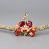 Pink and Orange Bee Earrings, Coral Earrings, Carnelian Drop Earrings, Multi Stone Earrings, Pink Earrings, Unique Jewelry, Boho Jewelry