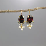 Burgundy Earrings, Garnet Zircon Earrings, Labradorite Earrings, Pearl Jewelry, Autumn Earrings, Fall Wedding Bridal Earrings, Gift Ideas