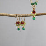 Green Red Jewelry Set, Gemstone Earrings and Necklace, Bridesmaid Gift, Red Zircon Earrings, Peridot Necklace, Boho Jewelry, Aventurine