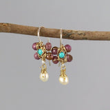 Jasmine Earrings, Lepidolite Earrings, Small Flower Earrings, Turquoise Earrings, Pearl Drop Earrings, Bohemian Earrings, Purple Earrings