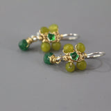 Green Jasmine Earrings, Small Flower Earrings, Green Glass Earrings, Aventurine Drop Earrings, Unique Boho Earrings, Christmas Gift for Her