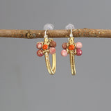Bohemian Wire Wrap Hoop Earrings, Multi Stone Earrings, Carnelian Hoops, Unique Earrings, Summer Wedding, Flower Hoop Earrings, Boho Chic