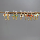 Carnelian Hoop Earrings, Wire Wrap Hoop Earrings, Carnelian Pearl Hoops, Jasmine Hoop Earrings, Floral Hoop Earrings, Multi Stone Hoops