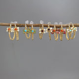 Turquoise Peridot Hoop Earrings, Birthstone Hoop Earrings, Wire Wrap Hoops, Gemstone Hoop Earrings, Bohemian Jewelry, Flower Hoop Earrings