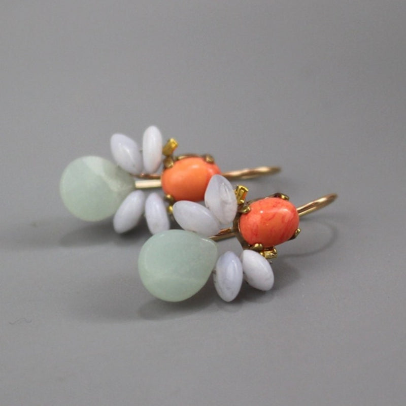 Pastel Earrings, Coral Earrings, Amazonite Drop Earrings, Boho Earrings, Colorful Earrings, Small Drop Earrings, Petite Earrings, Gift Ideas