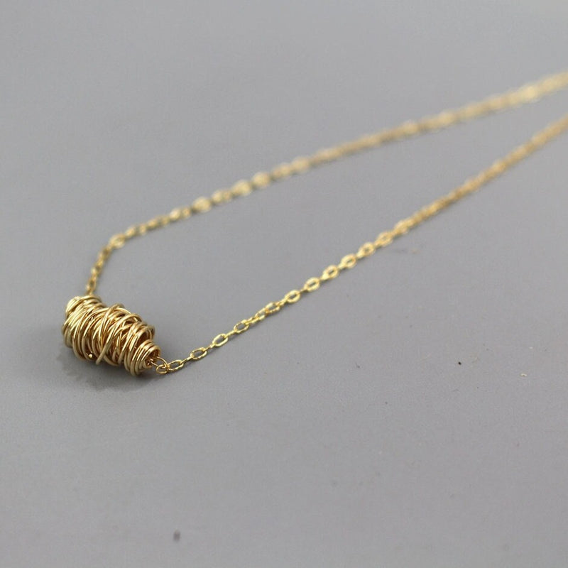 Wire Wrapped Necklace, Minimalist Necklace, Layering Necklace, Gold Filled Necklace, Dainty Necklace, Unique Necklace, Gift for Her
