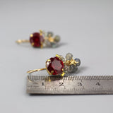 Cluster Earrings, Fuchsia Earrings, Labradorite Earrings, Gemstone Earrings, Unique Earrings, Small Dangle Earrings, Handmade Jewelry