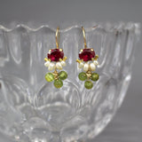Multi Stone Earrings, Colorful Earrings, Peridot Earrings, Pink Earrings, Pearl Earrings, Dainty Earrings, Joyful Jewelry, Tiny Earrings
