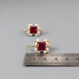 Pink Earrings, Pearl Earrings, Dangle Earrings, Square Earrings, Bridal Earrings, Boho Dangle Earrings, Unique Bridesmaid Gift