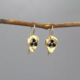 Onyx Shield Earrings, Small Protection Earrings, Gold Drop Earrings, Spiritual Earrings, Unique Earrings, Petite Dangle Earrings