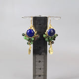 Lapis Lazuli Earrings, Ruby Zoisite Cluster Earrings, Colorful Earrings, Multi Stone Earrings, Gemstone Earrings, Lapis Jewelry