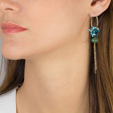 Unique Hoop Earrings, Fringe Earrings, Chain Hoop Earrings, Aventurine Earrings, Blue Apatite Hoops, Cluster Dangle Earrings, Gift for Her