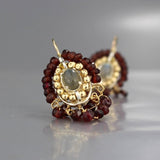 Garnet Gold Filled Cherkes Earrings