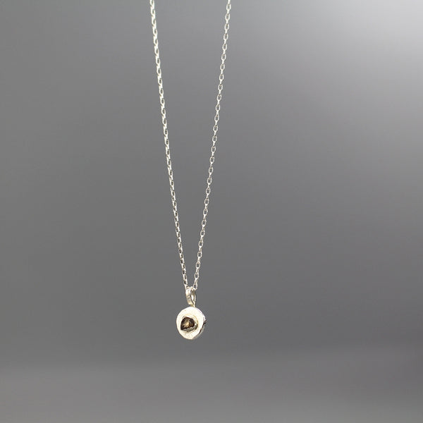 Silver Raw Diamond Pendant Necklace