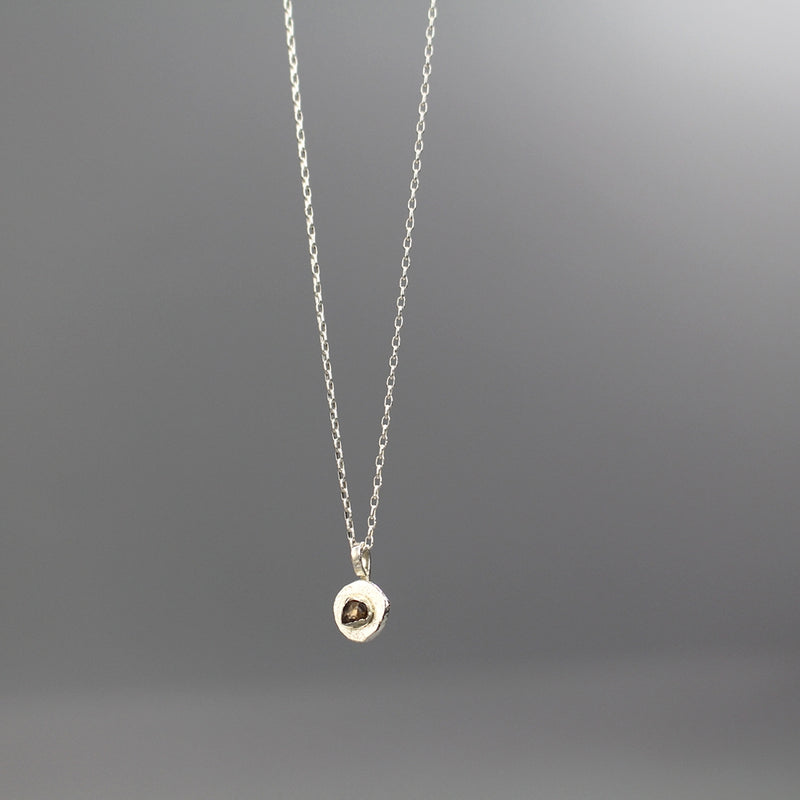 Silver Raw Diamond Pendant Necklace