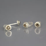 Silver Raw Diamond Stud Earrings