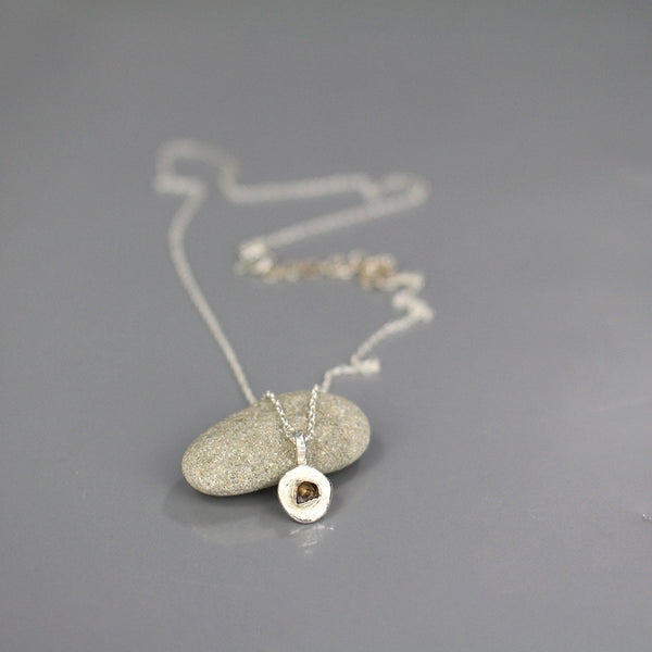 Silver Raw Diamond Pendant Necklace