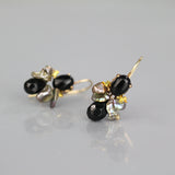 Onyx Gray Keshi Pearl Bee Earrings