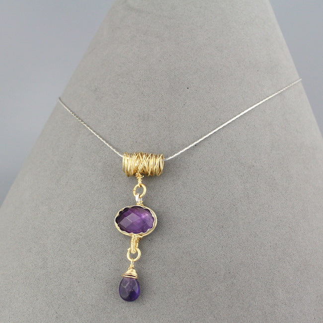 Twisted Amethyst necklace in Sterling Silver