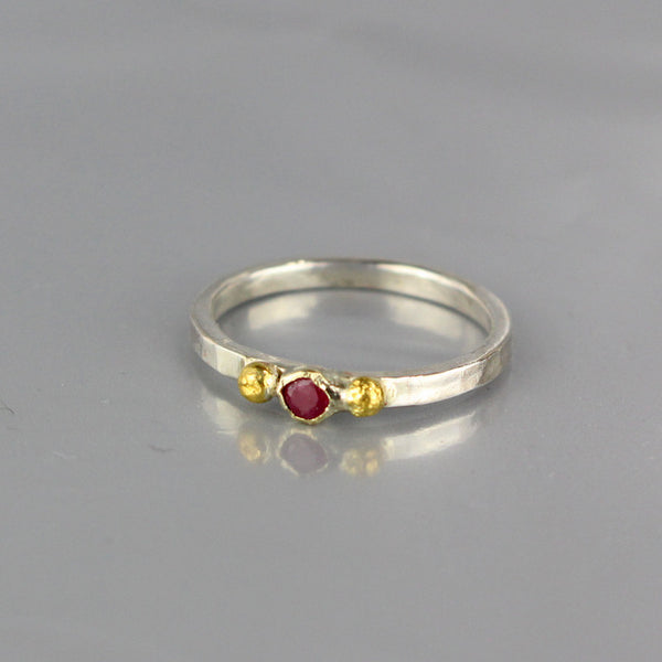 Ruby Gold and Silver Ring