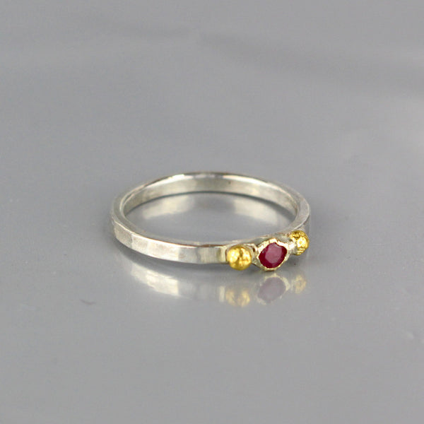 Ruby Gold and Silver Ring