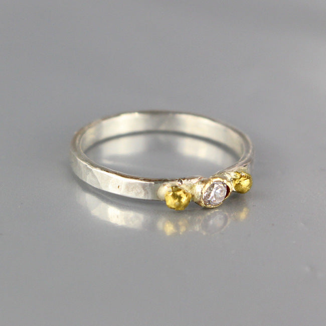 Diamond Gold and Silver Ring