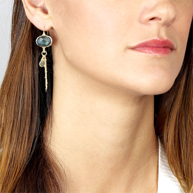 Labradorite Leaf Earrings