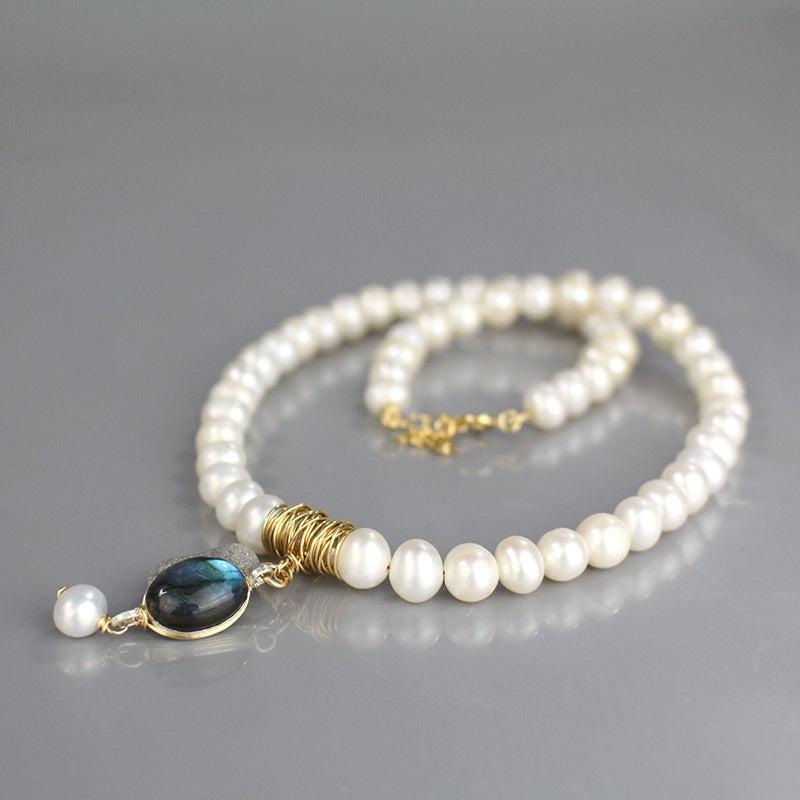 Pearl Labradorite Pendant Necklace