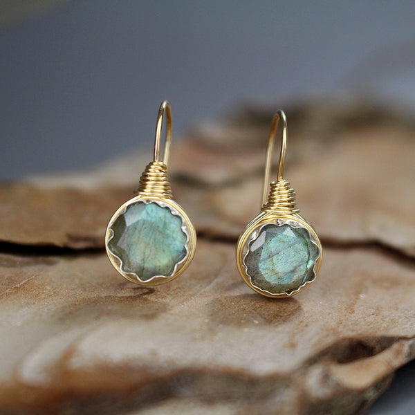 Labradorite Wire Wrapped Earrings