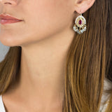 Rosy Zircon Pearls Ethnic earrings