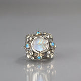 Silver Moonstone Opal Signet Ring