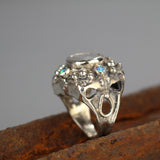 Silver Moonstone Opal Signet Ring