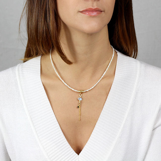 Moonstone Pearl Eye Necklace