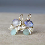 Moonstone Keshi Pearl Big Bee Earrings