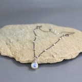Oxidized Silver Moonstone Chain Necklace