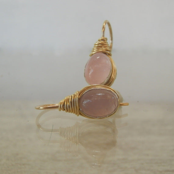Rose Quartz Wire Wrapped Earrings