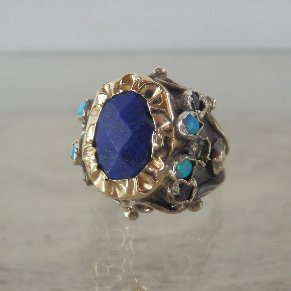 9K Gold Blue Lapis Queen Ring